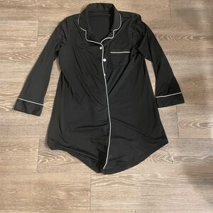 Black Women's Sleep Shirt with White Trim